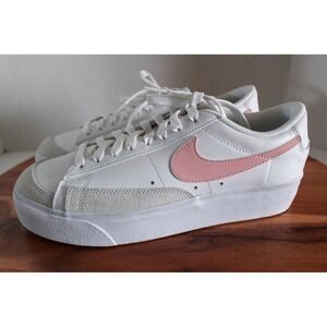 Nike Shoes Womens 10 White Pink Leather Blazer Low Platform Sneakers DJ0292